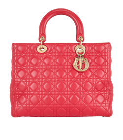 Lady Dior Large, Leather, Red, 16-BO-0114, 3*